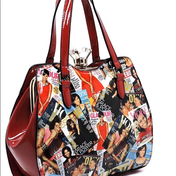 OBAMA Satchel🦋NWT Magazine Collage Gemstone Frame - Picture 1 of 3